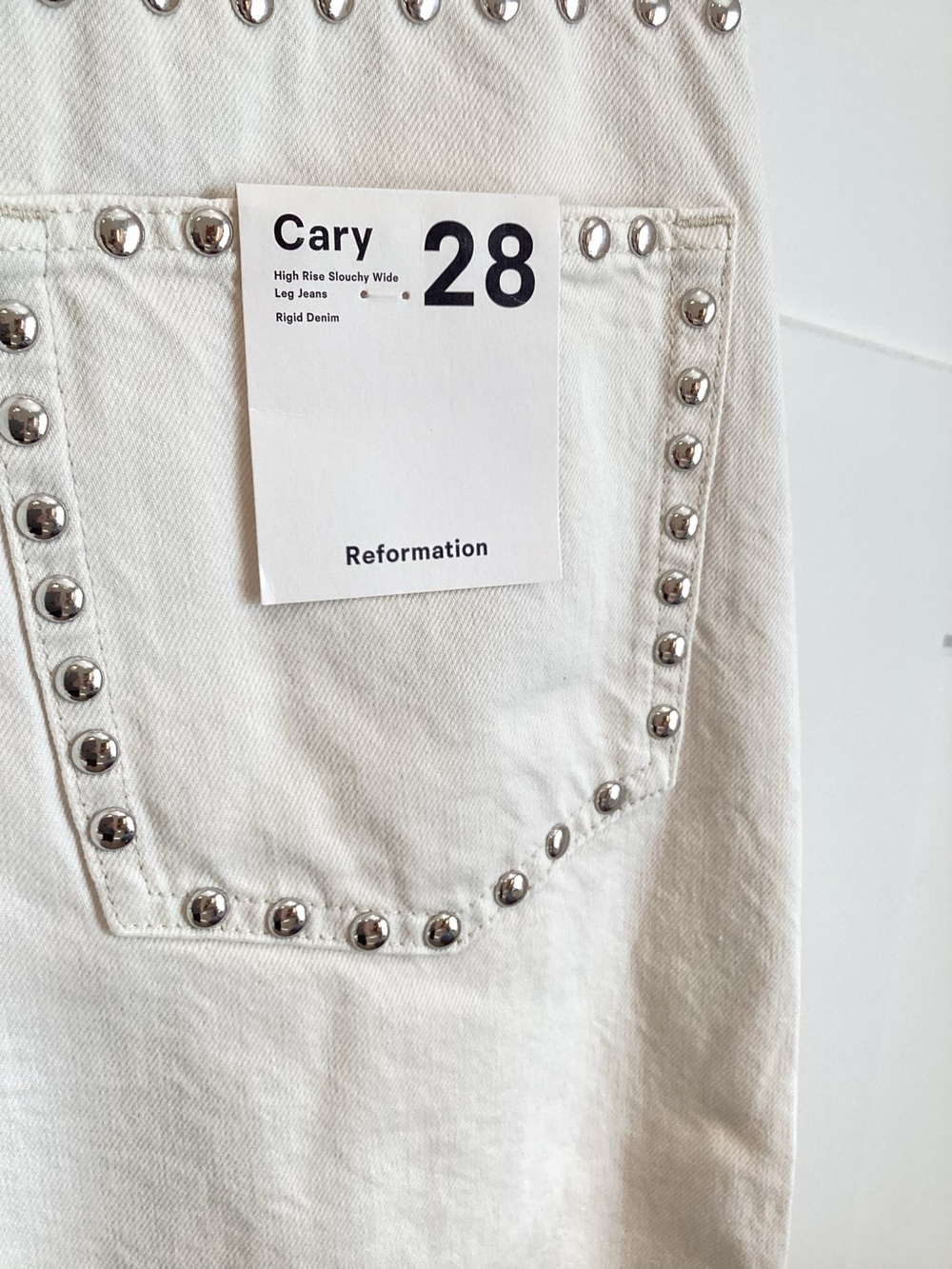 Reformation Cary High-Rise Slouchy Wide-Leg Jeans NEW 28 Anthropologie Studded - Picture 8 of 14